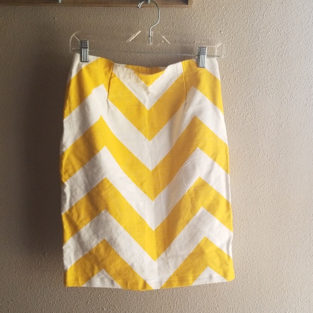 Yellow and white Chevron skirt